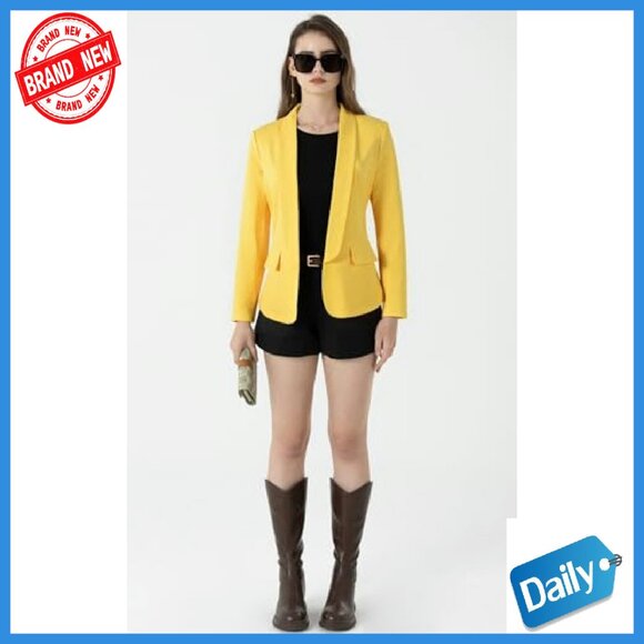 Women's Long Sleeve Casual Blazer Jacket No Button Recycled Material - Picture 4 of 8